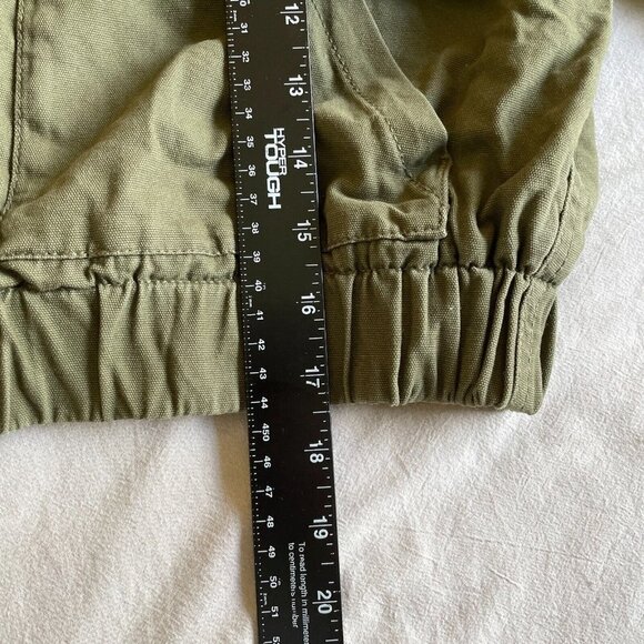 Aeropostale Bomber Jacket Womens Size S Army Green Crop Canvas Full Zip Outdoor - Picture 10 of 11